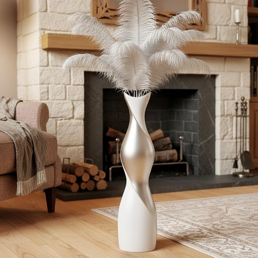Pampas Grass Decor - Modern Floor Vase for Living Room
