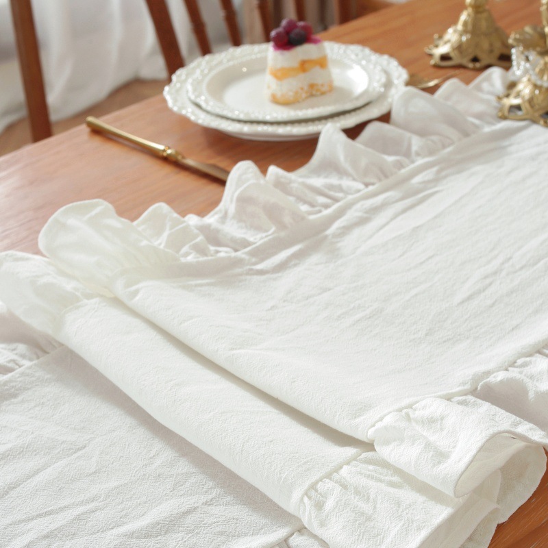 Solid Color Ruffled Rectangula - đánh giá và giá Linen Table Runner
