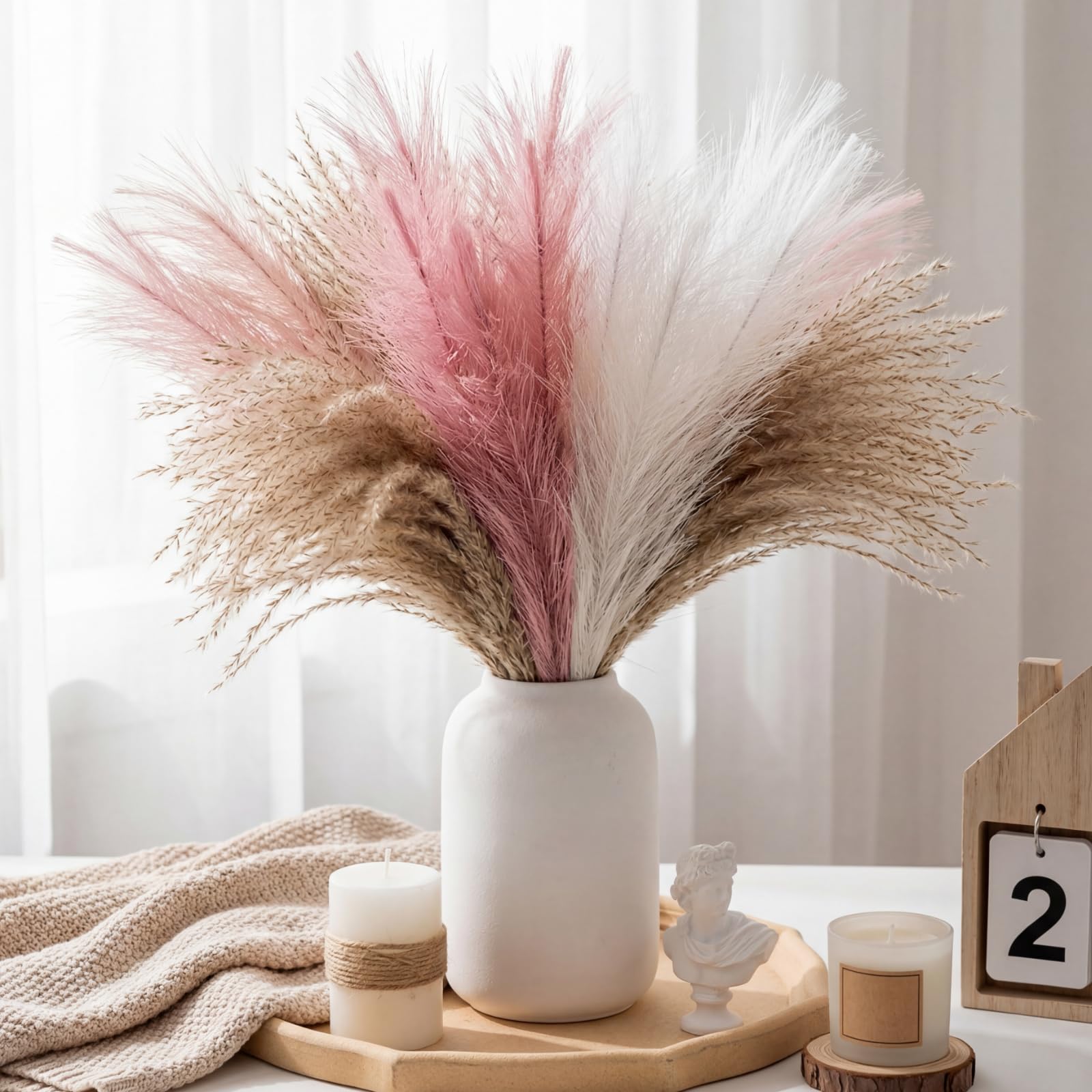 36Pcs Pink Fluffy Artificial P - đánh giá và giá Pampas Grass Decor