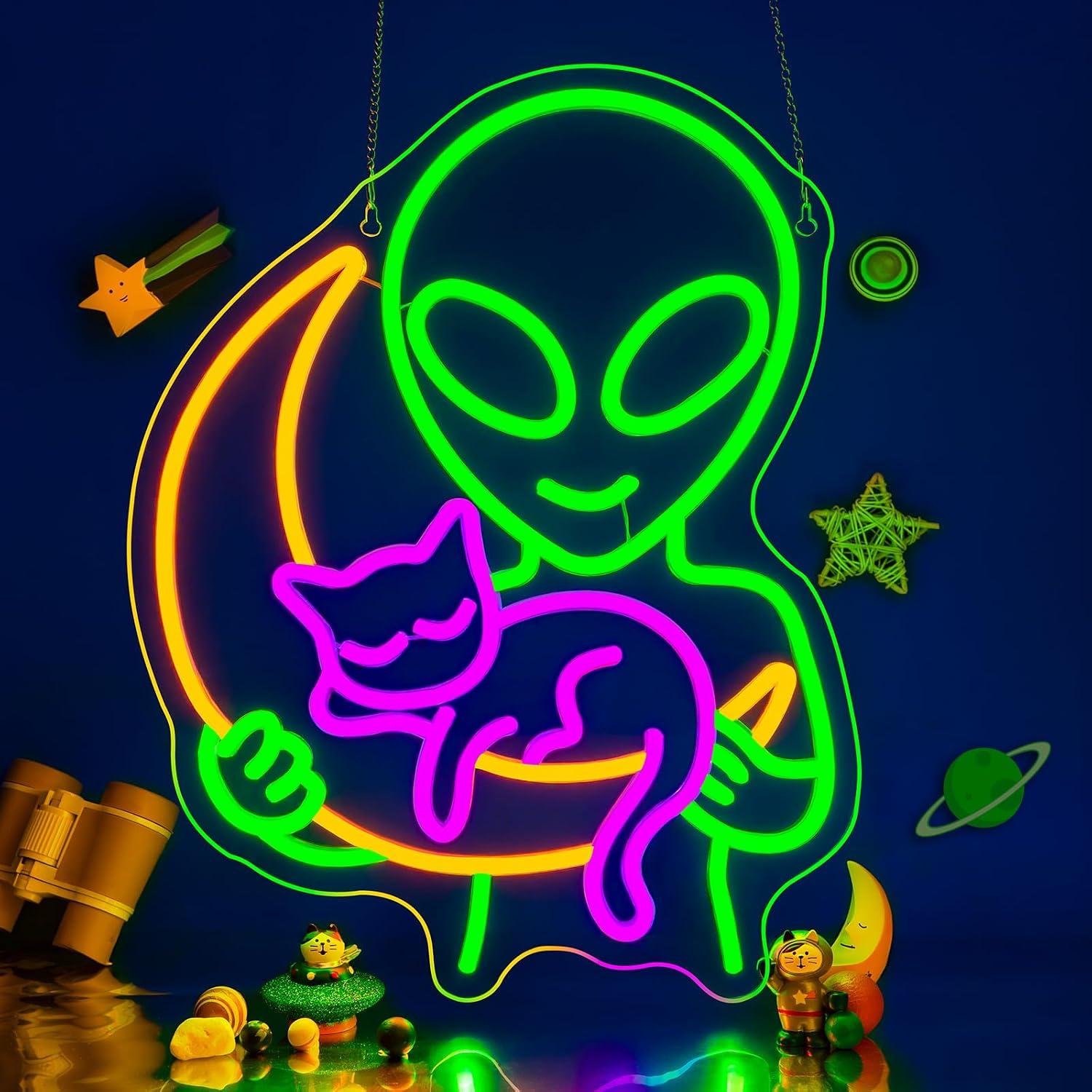 Alien Cat Neon Sign Sleepy Cat - đánh giá và giá Home Decor Theme